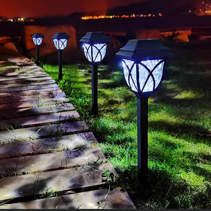 6 Pack Solar Pathway Lights, Outdoor Solar Light Waterproof Automatic on/Off Garden Decoration, Courtyard Terrace Lawn Walkway Deck Waterproof Landscape Light (White)
