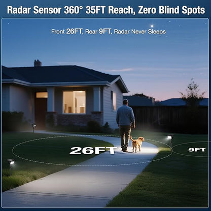 Solar Lights Outdoor, Motion Sensor Outdoor Solar Spotlights Waterproof, Outside Wall Lights, Outdoor Lights Solar Powered for Garden/Patio/Yard/Lawn/Backyard, Warm Yellow Light, 2 Packs