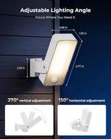 Motion Sensor Outdoor Light, 10000mAh Rechargeable 600 Lumen Battery Operated Outdoor Light with 3 Modes, 3 Color | Lumora