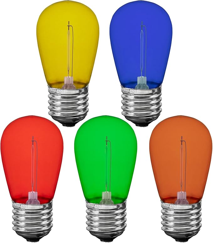 Novelty Lights Outdoor String Light Replacement Bulbs, 25 Pack S14 LED Edison Shatterproof Plastic, E26 Base | Lumora