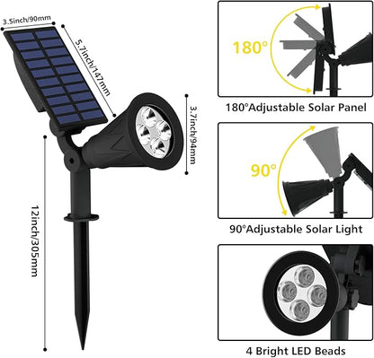 T-SUN Blue Solar Spotlights, Solar Lights Outdoor Waterproof, Auto ON/Off Adjustable Solar Garden Pond Lights for Tree, Patio, Yard, Garden, Driveway, Stairs, Pool Area (Blue- 2 Pack)