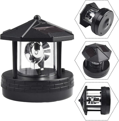 Solar Rotating Lighthouse Solar Powered Lighthouse Outdoor Lawn Light for Garden Yard Outdoor Decor(Black)