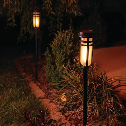 Metal Solar Torch Lights - Adjustable Height (24" - 50"), Outdoor Garden Decor with Patented LED, Waterproof Solar Tiki Torches for Yard, Patio, Garden Pathway, Matte Black – 4 Pack
