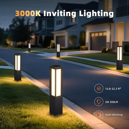 Solar Pathway Lights Outdoor, 31.5" Solar Bollard Light Outdoor, IP65 Waterproof Landscape Path Lights, 3000K LED Driveway Light, Modern Commercial Pathway Lighting for Walkway Garden Lawn Patio