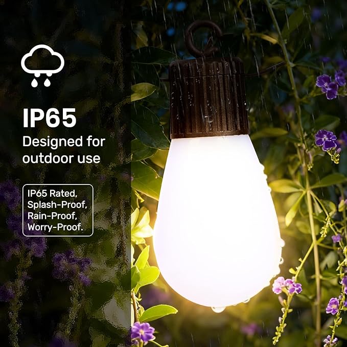 Smart Outdoor String Lights, 50FT RGB+IC & Warm White Christmas Outdoor Lights with 20 LED Dimmable Bulbs, String Lights with APP Control&Remote, IP65 Waterproof, 210 Modes for Christmas Patio,Balcony