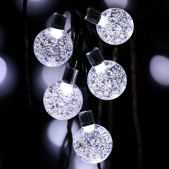Toodour Solar String Lights Outdoor, 36ft 60 LED Globe String Light with 8 Mode, Waterproof Crystall Ball Lights Solar Patio Lights for Garden, Lawn, Patio, Gazebo, Yard, Outdoor Decor - Cool White