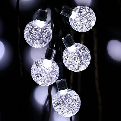 Toodour Solar String Lights Outdoor, 36ft 60 LED Globe String Light with 8 Mode, Waterproof Crystall Ball Lights Solar Patio Lights for Garden, Lawn, Patio, Gazebo, Yard, Outdoor Decor - Cool White