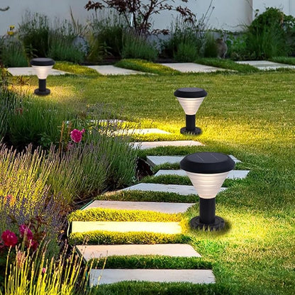 Solar Pathway Light IP65 Waterproof Landscape Lighting Black Aluminum Path Light with Warm Light 3000K LED Bollard Lighting Fixture for Garden Lawn Garage Walkway