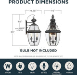Quoizel Newbury Outdoor Wall Lantern, 20 Inch 2-Light Medici Bronze Wall Sconce, French Country Exterior Wall | Lumora