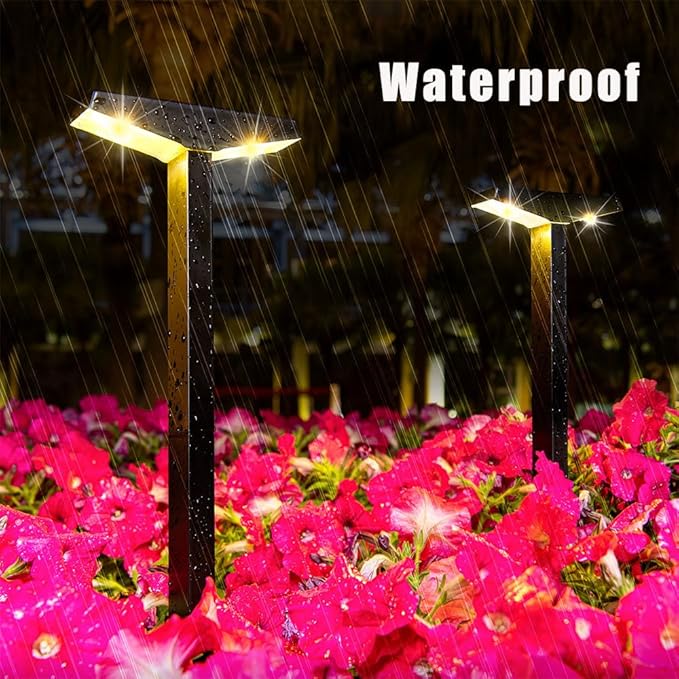 Solar Pathway Lights 6 Pack Outdoor, Waterproof Solar Garden Lights for Lawn, Patio, Walkway ，Auto On/Off, Warm White 3000K Decorative Landscape Lighting