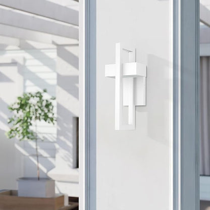 LamQee Modern Outdoor Wall Lights 3000K Integrated LED Outdoor Wall Sconces Lighting, Contemporary Exterior Lighting Fixtures Outside Wall Mount Lights for House Porch Front Door Garage, Matte White