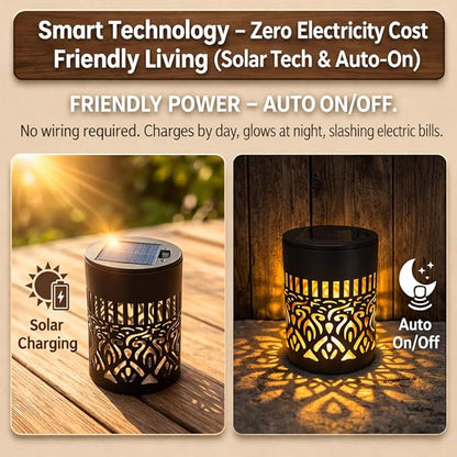 2PCS Solar Mandala Lights Outdoor, Decorative Solar Mandala Fence Lights Waterproof Metal Wall Deck Step Lights for Garden Post Patio Backyard Yard, Garden Lights Solar Powered