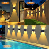 Solar Fence Lights,6Pack Solar Lights Outdoor Warm White + RGB Up & Down Waterproof 100 Lumens Dusk to Dawn Large | Lumora