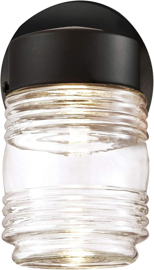 Design House 587246 Jelly Jar Indoor/Outdoor Integrated LED Wall Light, Black
