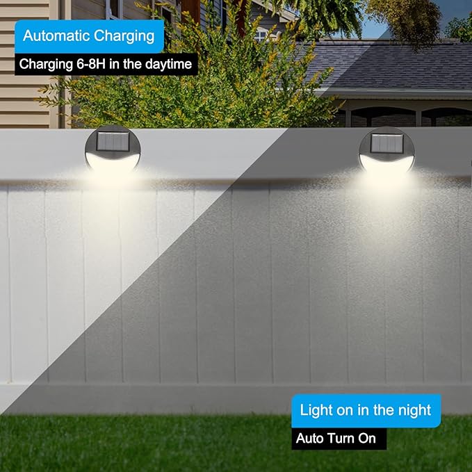 PATIKIL Solar Lights Outdoor Waterproof, 2Pack Wall Sconce LED Stair Light for Decor, Deck, Step, Fence, Porch and Patio, Warm White