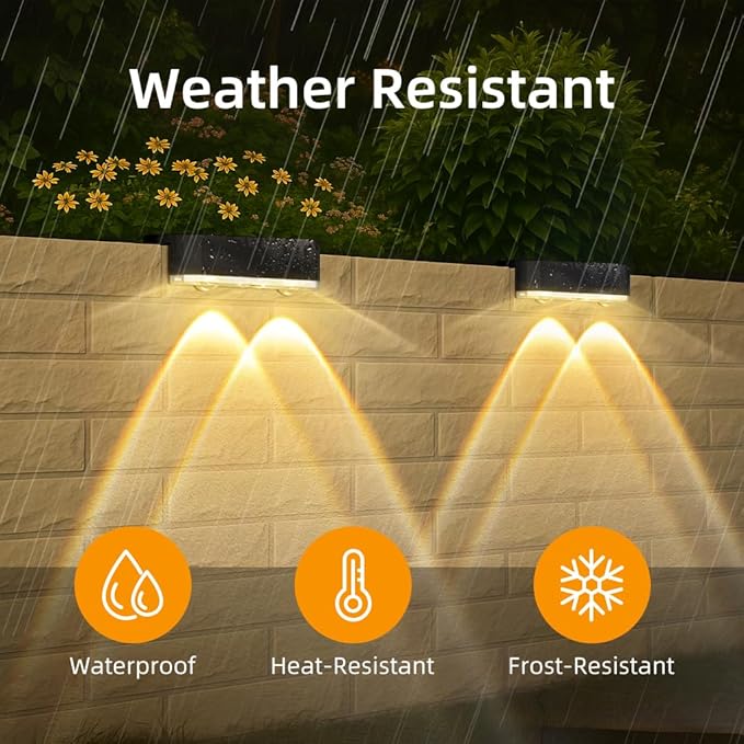 Peasur Solar Fence Lights Outdoor, 2 Pack Step Light Solar Powered, Waterproof LED Deck Lights for Stairs Railing | Lumora