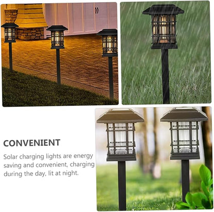 Toyvian Solar LED Landscape Lights for Outdoor Garden Pathway Waterproof 4-Piece Set Dusk-to-Dawn Sensor for Yard Lighting