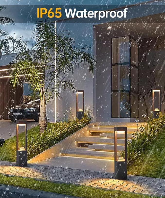 Outdoor Solar Pathway Light 10W LED Solar Landscape Path Light Modern Aluminum Garden Light with IP65 Waterproof External Solar Bollard Lights for Front/Back Door Porch Patio Yard