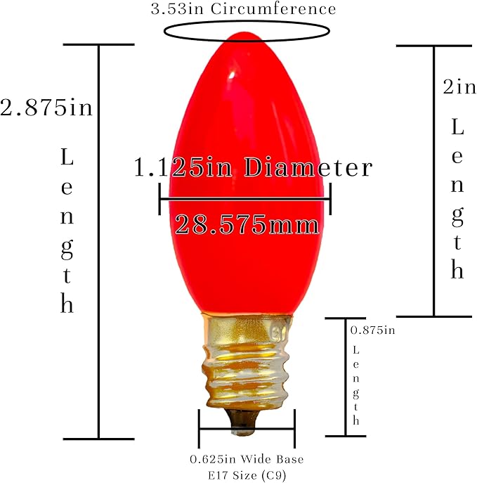 EST. LEE DISPLAY L D 1902 Indoor ＆ Outdoor String Light C9 Ceramic Christmas Steady Replacement Bulbs E17 Socket | Lumora