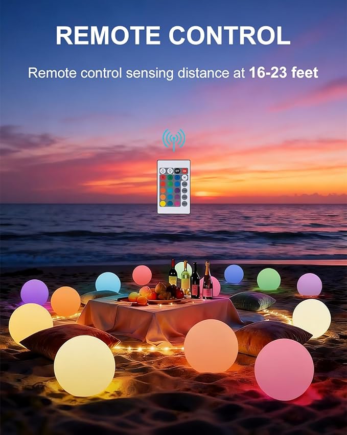 shumi 8-inch Solar Globe Lights Outdoor Waterproof, LED Solar Ball Light Outdoor 16 RGB Colors 4 Modes with Remote | Lumora