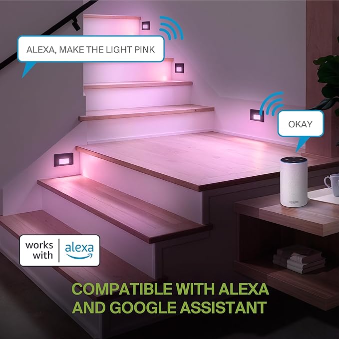 ASD LED Recessed Step Light Fixture, Outdoor & Indoor Stair Tread Lighting | RGBW, Smart, Waterproof, ETL Listed | | Lumora