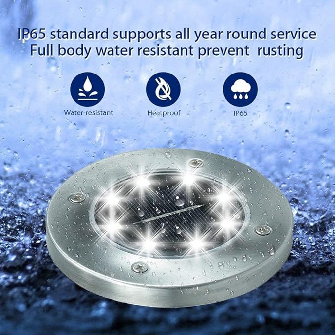 Aogist Solar Ground Lights, LED Garden Disk Lights In-Ground Outdoor Landscape Lighting for Lawn Patio Pathway Yard | Lumora