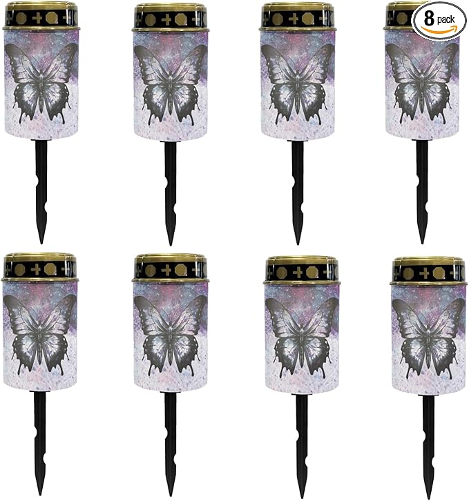 Black Butterfly Solar Pathway Lights Outdoor Waterproof Garden Lights Pretty Solar Stake Lights Galaxy Space Flameless Walkway Lights LED Solar Powered Fairy Lights for Outside