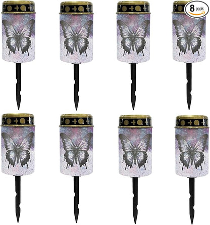 Black Butterfly Solar Pathway Lights Outdoor Waterproof Garden Lights Pretty Solar Stake Lights Galaxy Space Flameless Walkway Lights LED Solar Powered Fairy Lights for Outside