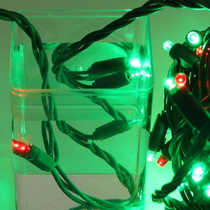 50 LED 5MM Red and Green Christmas Lights, 17FT Indoor/Outdoor String Light, Mini Lights for Garden, Patio, Christmas Trees - Green Wire, Commercial Grade, UL Listed