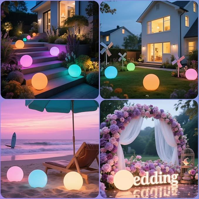 10-in Solar Globe Light, Solar Garden Ball Light Outdoor w/Remote, 16 RGB Color 4 Modes Glowing Ball, Waterproof | Lumora