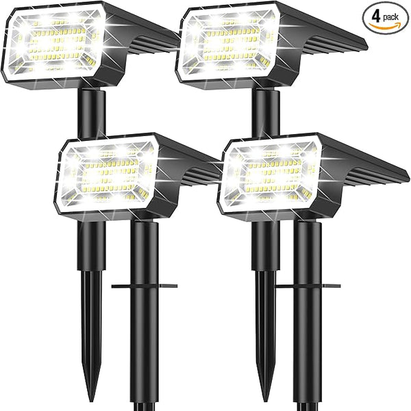 Solar Spot Lights Outdoor Waterproof IP65, [4 Pack/100 LED/4 Modes] 2-in-1 Solar Landscape Spotlights, Auto On/Off | Lumora