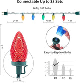 Brightown C9 Christmas String Lights Multicolor, 66ft 100 LED Faceted Christmas Lights on Green Wire, Plug-in Large | Lumora
