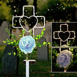 16 Inch Solar Cross Garden Stake Lights with 1 Artificial Flower Metal Garden Art for Patio Lawn Garden Decor Solar | Lumora