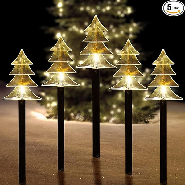 ILLUMINEW Outdoor Christmas Decorations, Solar Christmas Pathway Lights, Set of 5 Waterproof Landscape LED Lights | Lumora