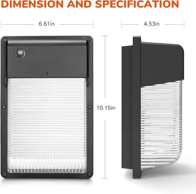 JJC LED Wall Pack Light with Photocell,28W(150-250W Replacement),3000LM 3000K-Warm White Dusk to Dawn LED Outdoor Lighting,100-277V Outdoor Security Lights