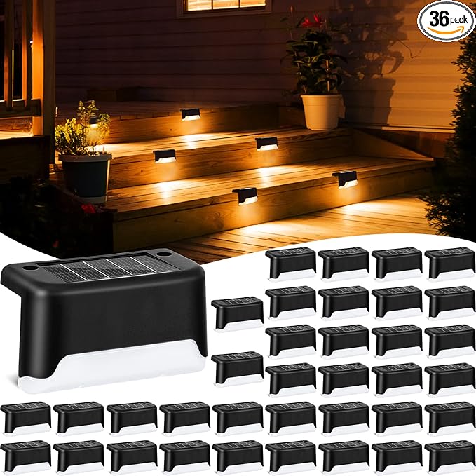 Tuanse 36 Pack Solar Deck Lights Outdoor Step Waterproof LED Stairs Lights Outside Fence Step for Pool Garden Wall | Lumora