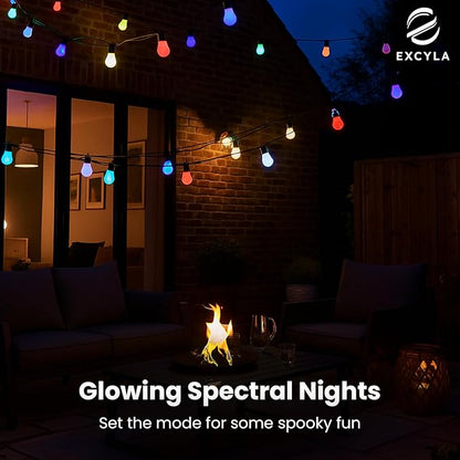 Smart Outdoor String Lights for Patio & Backyard | LED Color Changing Dimmable Bulbs | Waterproof & Shatterproof Design | Remote & App Control | Alexa Compatible | 15 Bulbs | 50ft | Pack of 2