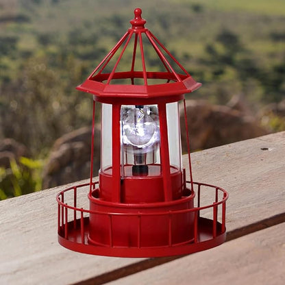 Solar Lighthouse Rotating Light, 360 Degree Rotating Lamp Waterproof Statue Rotating Lights, Courtyard Decoration Waterproof Garden Smoke Towers Statue Lights for Lawn Patio Pond Yard Decor