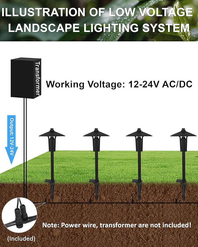 RGB Pathway Lights Low Voltage, 5W 12V Waterproof Wired LED RGB Color Changing Low Voltage Landscape Lighting for Outdoor Pathway Path Walkway Garden of Christmas, Heavy Duty, Black, 1PK