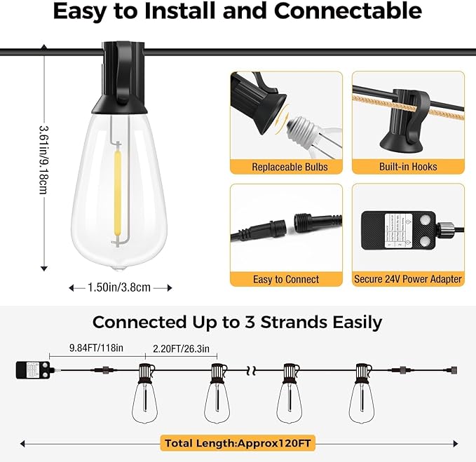 litogo 236FT Outdoor Edison Lights with Dimmer Timer & Memory Function, Waterproof Patio Lights for Yard Garden | Lumora