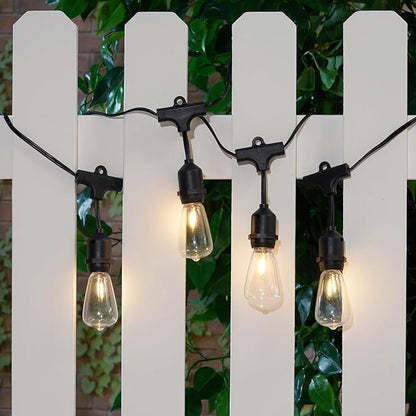 Afirst Solar Outdoor String Lights 24FT with 15 LED Bulbs 2700K Weatherproof Satterproof Patio Lights for Garden Backyard Umbrella Lighting