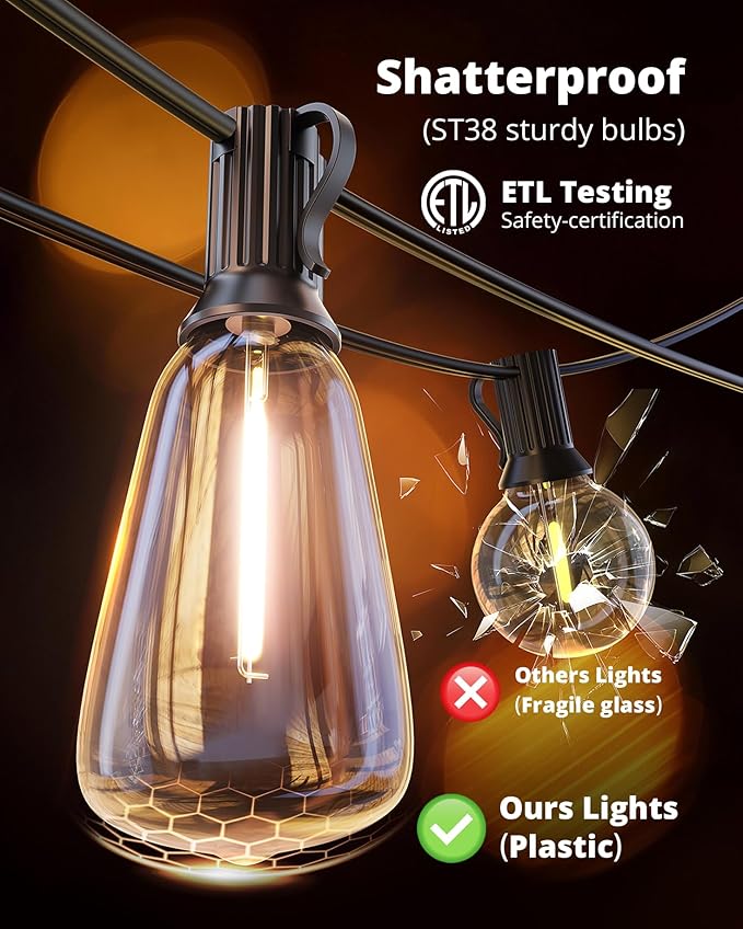 VIPAR 25FT ST38 String Lights and 100FT ST38 Patio Lights