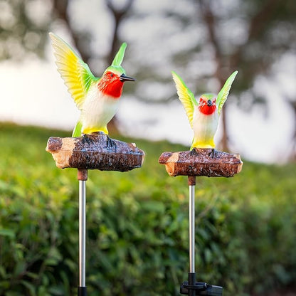 Hummingbird Solar Garden Statue with Motion Sensor Realistic Chirping Sound Lifelike LED Solar Powered Outdoor Decor for Yard Patio Cemetery Memorial Gift for Mom Grandma