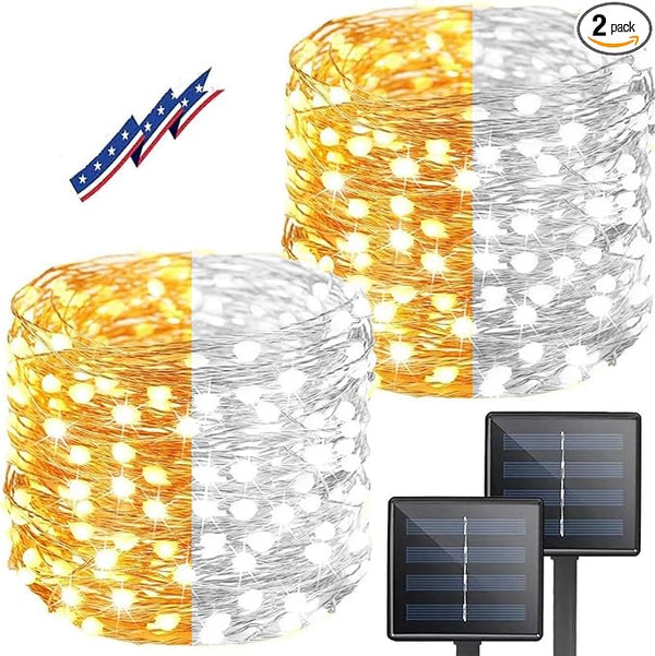 (Warm White ⇋ Cool White) Solar Christmas String Lights Outdoor, 2-Pack Total 80FT 200 LED Solar Twinkle Lights | Lumora