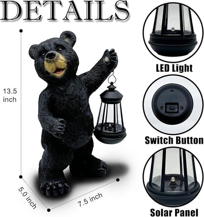Solar Lantern Garden Statues Decor, 14" Large Outdoor Bear Figurine Lights for Yard Patio Decoration - Unique Christmas Housewarming Gift for Grandma Wowen Mom