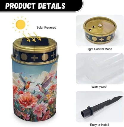 Hummingbird Solar Lights for Gravesites Easy to Install Convenient to Use Garden Solar Lights Waterproof Outdoor Decorative Solar Lights for Cemetery Graveyard Memorial