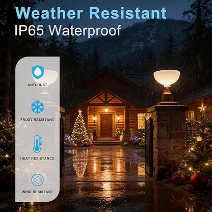 Lightdot Solar Lamp Post Lights 3000K Dusk to Dawn Solar Post Lights with Pier Mount Base, Wireless Waterproof Outdoor Post Lantern, Aluminum Housing for Garden Yard Pole Pillar-2 Pack