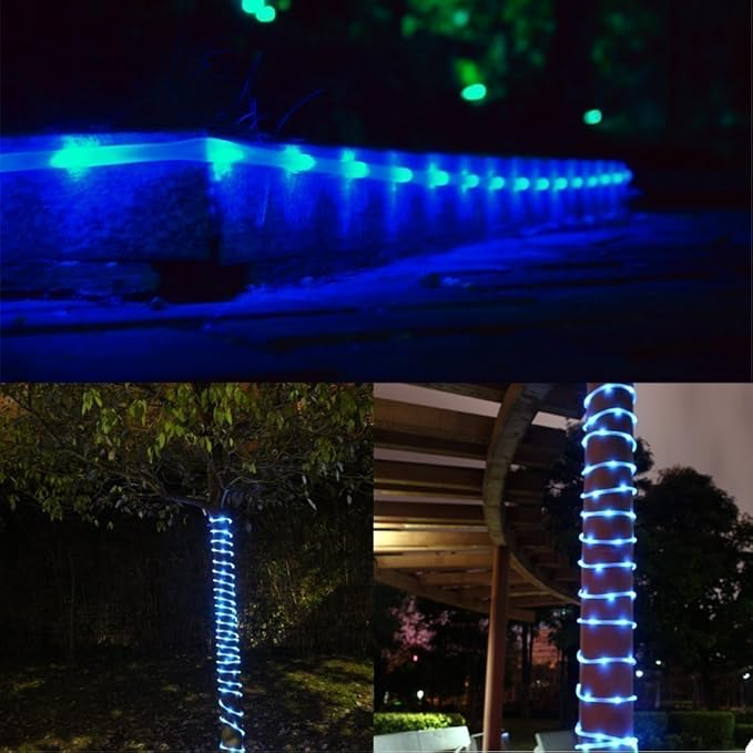 Solar Rope Lights, 23ft 50LED Waterproof Copper Tube Wire String Lights for Garden,Yard, Path, Fence, Stairs, Backyard, Patio Decorative (Blue)