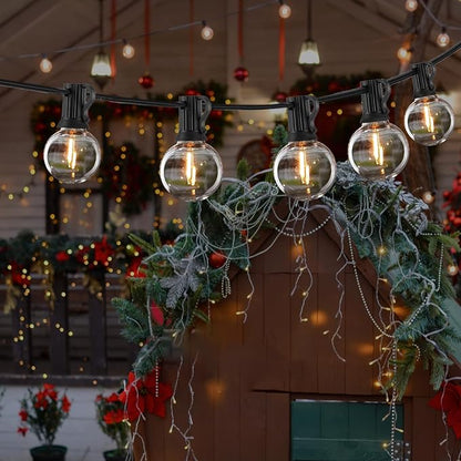 Outdoor String Lights 25FT, G40 LED Patio Globe Lights with 27 Shatterproof Bulbs, Waterproof Connectable Hanging Lights for Backyard Porch Wedding Christmas Decor, Warm White