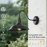 Black Gooseneck Barn Light for Farmhouse 10 Inch Dome Exterior Lights Fixture with Wall Mount, Outdoor Wall Sconce | Lumora